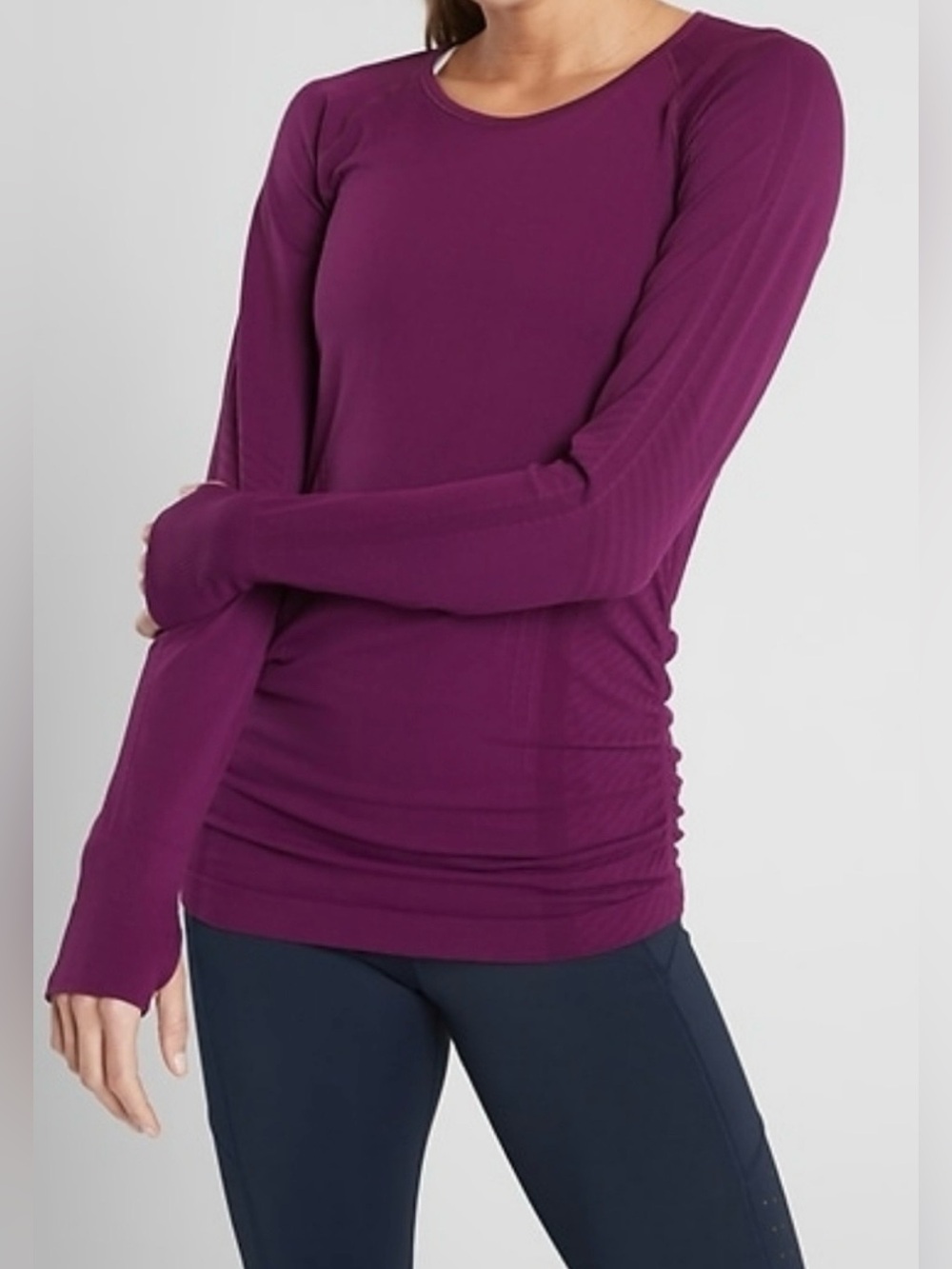 Athleta Speedlight Seamless Long Sleeve Top Berry Purple, size L, like new!